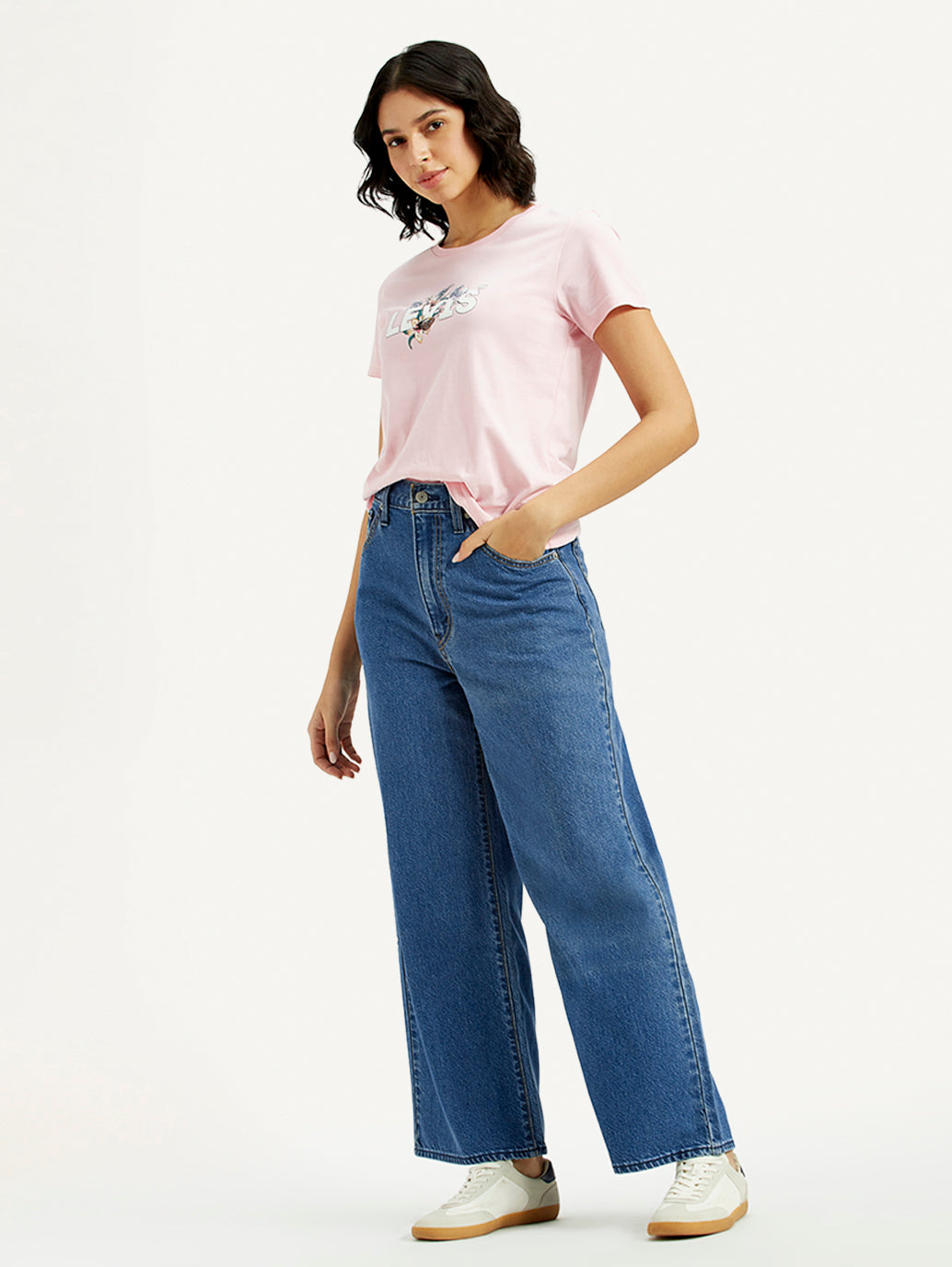 Women's Cinch 94 Med Indigo Baggy Fit Mid Rise Jeans - Styleshot View