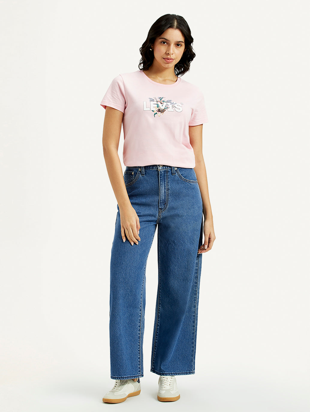 Women's Cinch 94 Med Indigo Baggy Fit Mid Rise Jeans - Front View