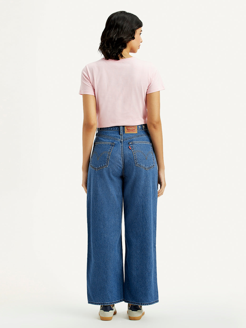 Women's Cinch 94 Med Indigo Baggy Fit Mid Rise Jeans - Back View