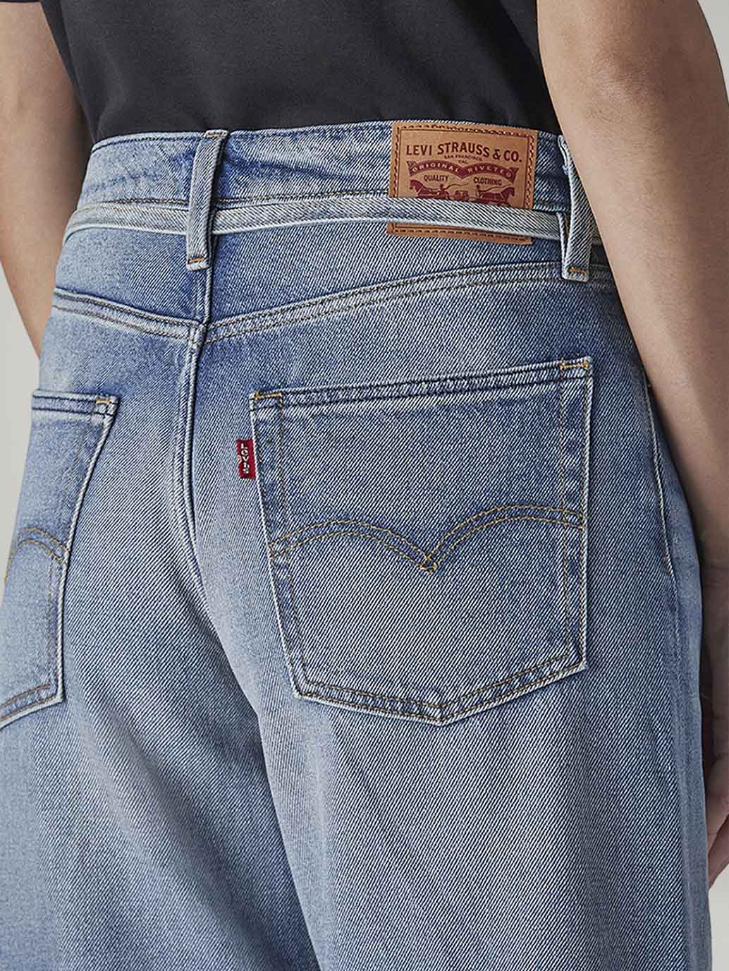 Women's Light Indigo Baggy Fit High Rise Cinched Jeans - 13f45f96-2094-429e-845f-00befc6b1d92 View