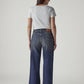 Women's Dark Indigo Baggy Fit High Rise Cinched Jeans - Back View