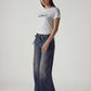 Women's Dark Indigo Baggy Fit High Rise Cinched Jeans - Side View