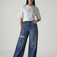 Women's Med Indigo Baggy Fit High Rise Cinched Jeans - Styleshot View