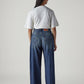Women's Med Indigo Baggy Fit High Rise Cinched Jeans - Back View