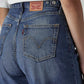 Women's Med Indigo Baggy Fit High Rise Cinched Jeans - Detail View