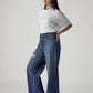 Women's Med Indigo Baggy Fit High Rise Cinched Jeans - Side View