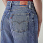 Women's Blue Baggy Fit High Rise Cinched Jeans - 20 View