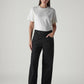 Women's Black Baggy Fit High Rise Cinched Jeans - Front View