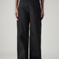 Women's Black Baggy Fit High Rise Cinched Jeans - Front View