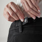 Women's Black Baggy Fit High Rise Cinched Jeans - Detail View