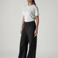 Women's Black Baggy Fit High Rise Cinched Jeans - Side View