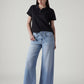 Women's Light Indigo Baggy Fit High Rise Cinched Jeans - Styleshot View