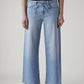 Women's Light Indigo Baggy Fit High Rise Cinched Jeans - Front View