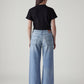 Women's Light Indigo Baggy Fit High Rise Cinched Jeans - Back View