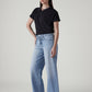 Women's Light Indigo Baggy Fit High Rise Cinched Jeans - Side View