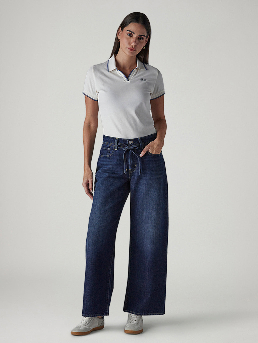 Women's Dark Indigo Baggy Fit High Rise Cinched Jeans - b91b085b-5b9b-4e78-8db0-572f7e811962 View