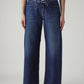 Women's Dark Indigo Baggy Fit High Rise Cinched Jeans - Front View