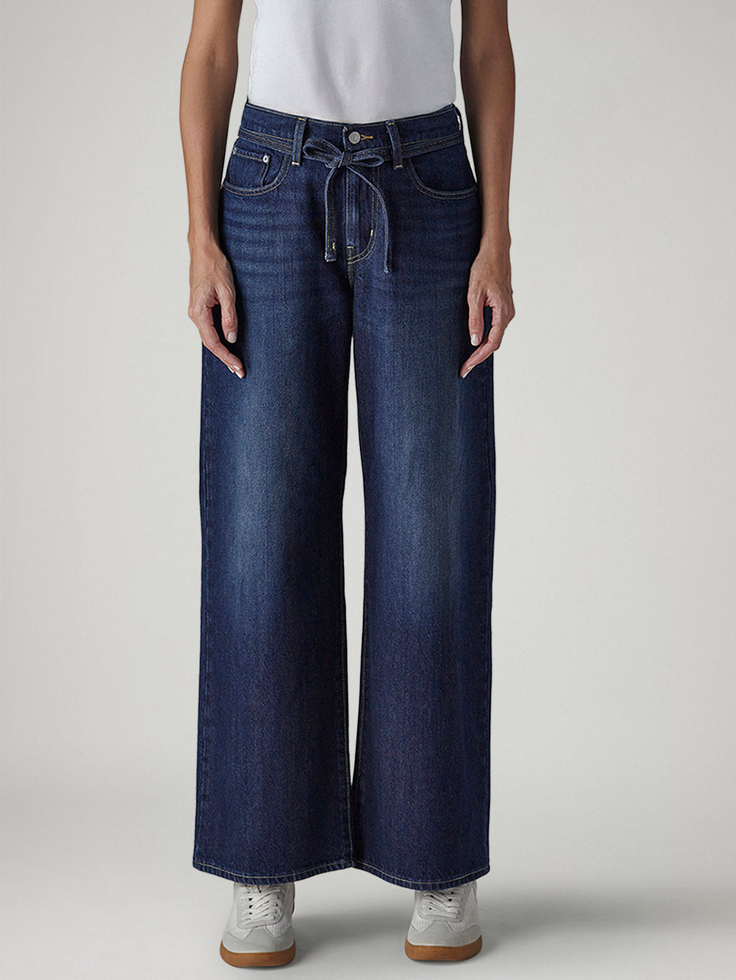 Women's Dark Indigo Baggy Fit High Rise Cinched Jeans - eabd0dbc-e333-459e-8e5e-aafbba1127c4 View