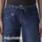 Women's Dark Indigo Baggy Fit High Rise Cinched Jeans - Detail View