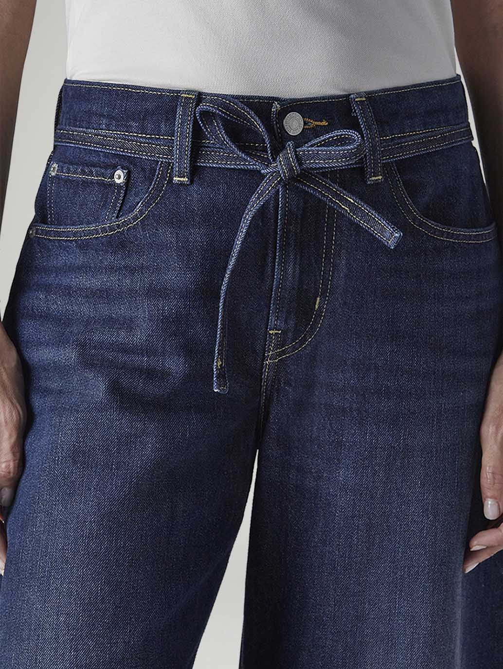 Women's Dark Indigo Baggy Fit High Rise Cinched Jeans - 48a61630-d8eb-47c6-9b0f-cef6aaff04d9 View