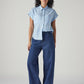 Women's Blue Baggy Fit High Rise Cinched Jeans - Styleshot View