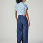 Women's Blue Baggy Fit High Rise Cinched Jeans - Back View
