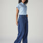 Women's Blue Baggy Fit High Rise Cinched Jeans - Side View