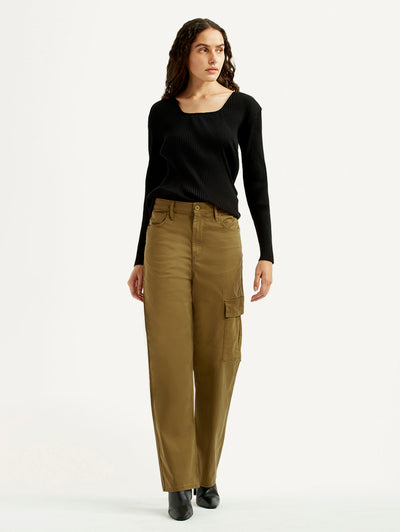 levi's Women's Tan Ribcage Straight Fit High Rise Cargo Trousers-picture-26