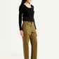Women's Tan Ribcage Straight Fit High Rise Cargo Trousers - Side View