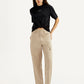 Women's High Rise Beige Ribcage Straight Fit Cargo Trousers - Styleshot View