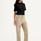 Women's High Rise Beige Ribcage Straight Fit Cargo Trousers - Side View
