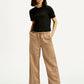 Women's Mid Rise Straight Fit Khaki Trousers - Front View