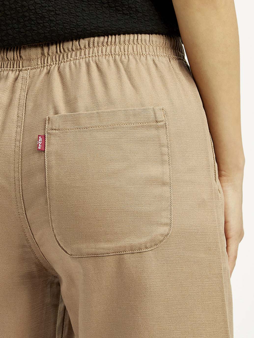 Women's Mid Rise Straight Fit Khaki Trousers - Detail View