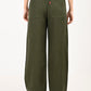 Women's High Rise Olive Regular Fit Parallel Trousers - back View