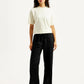 Women's Black Straight Fit Mid Rise Trousers - Front View