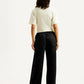Women's Black Straight Fit Mid Rise Trousers - Back View