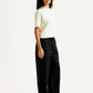 Women's Black Straight Fit Mid Rise Trousers - Side View