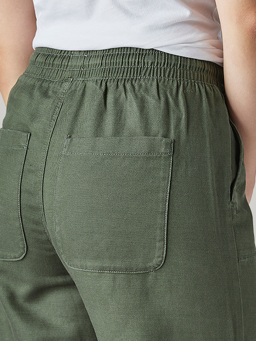 Women's Olive Straight Fit Mid Rise Trousers - Detail View