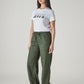 Women's Olive Straight Fit Mid Rise Trousers - Side View