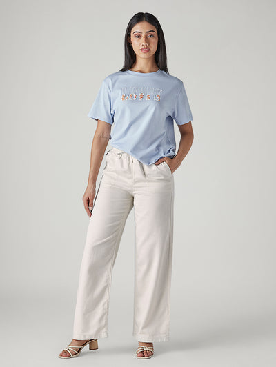 Women's Off White Straight Fit Mid Rise Trousers-image-37