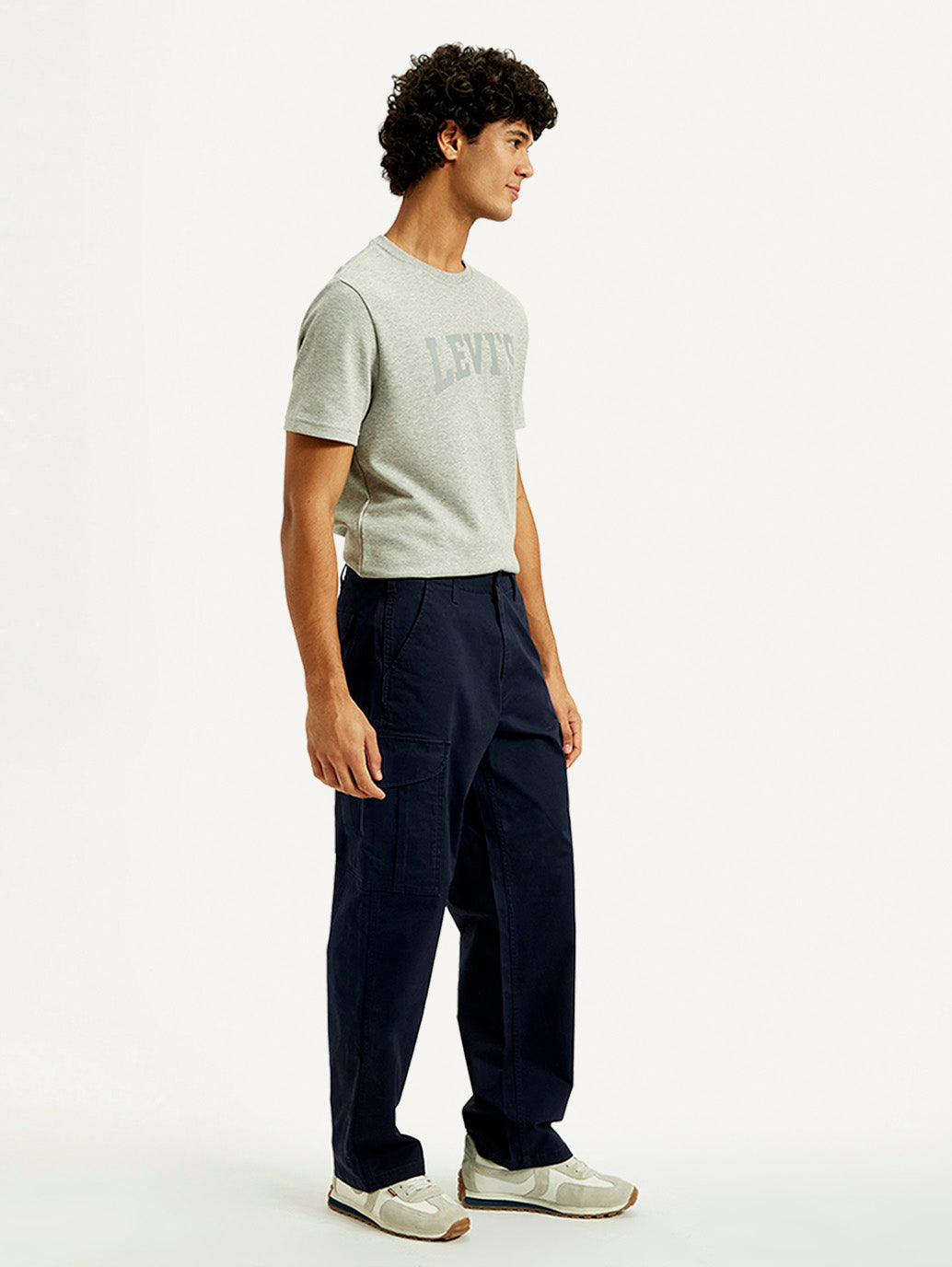 Men's 511 Blue Slim Fit Mid Rise Cargo Trousers - Side View