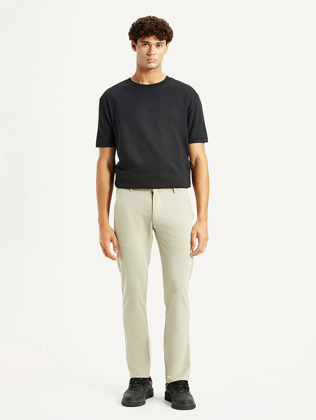 Men's Beige Slim Fit Chinos - Front View