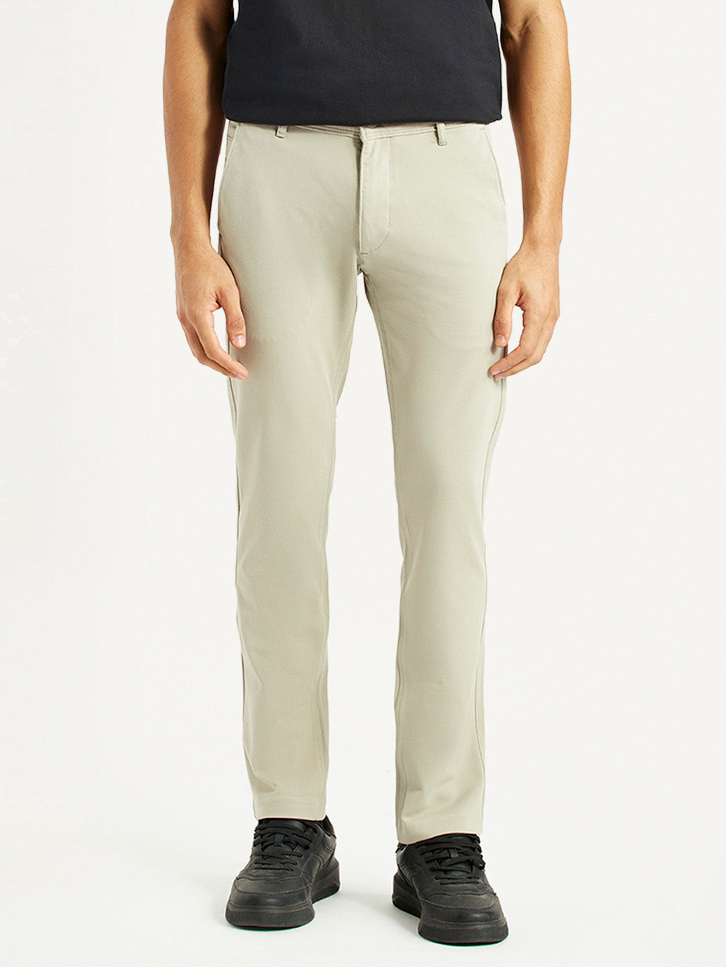 Men's Beige Slim Fit Chinos - Front View