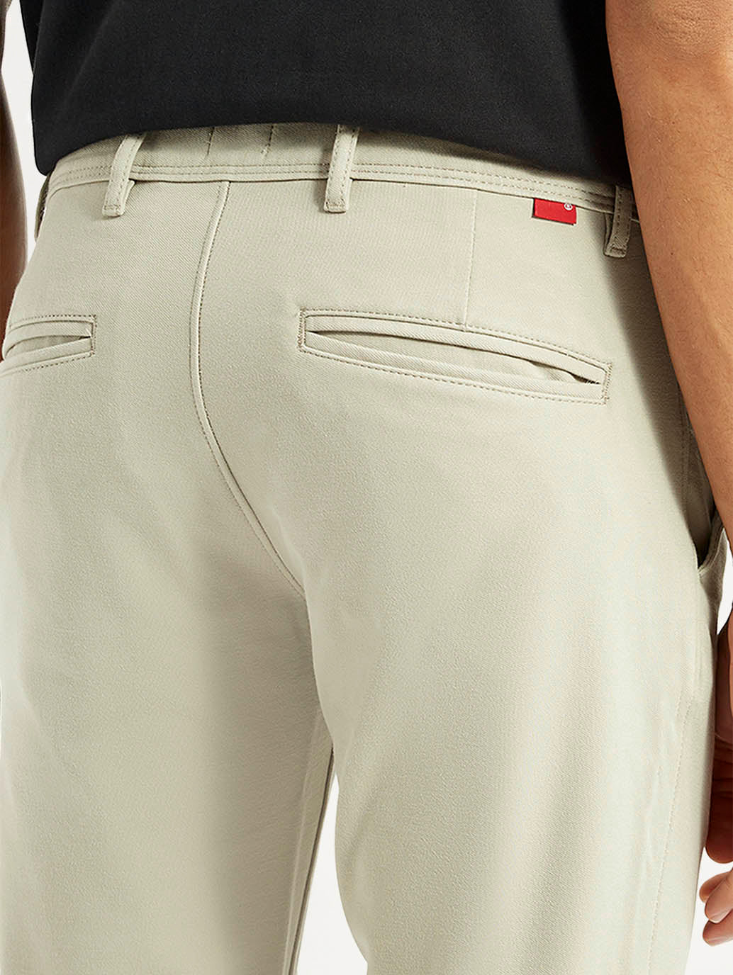 Men's Beige Slim Fit Chinos - Detail View
