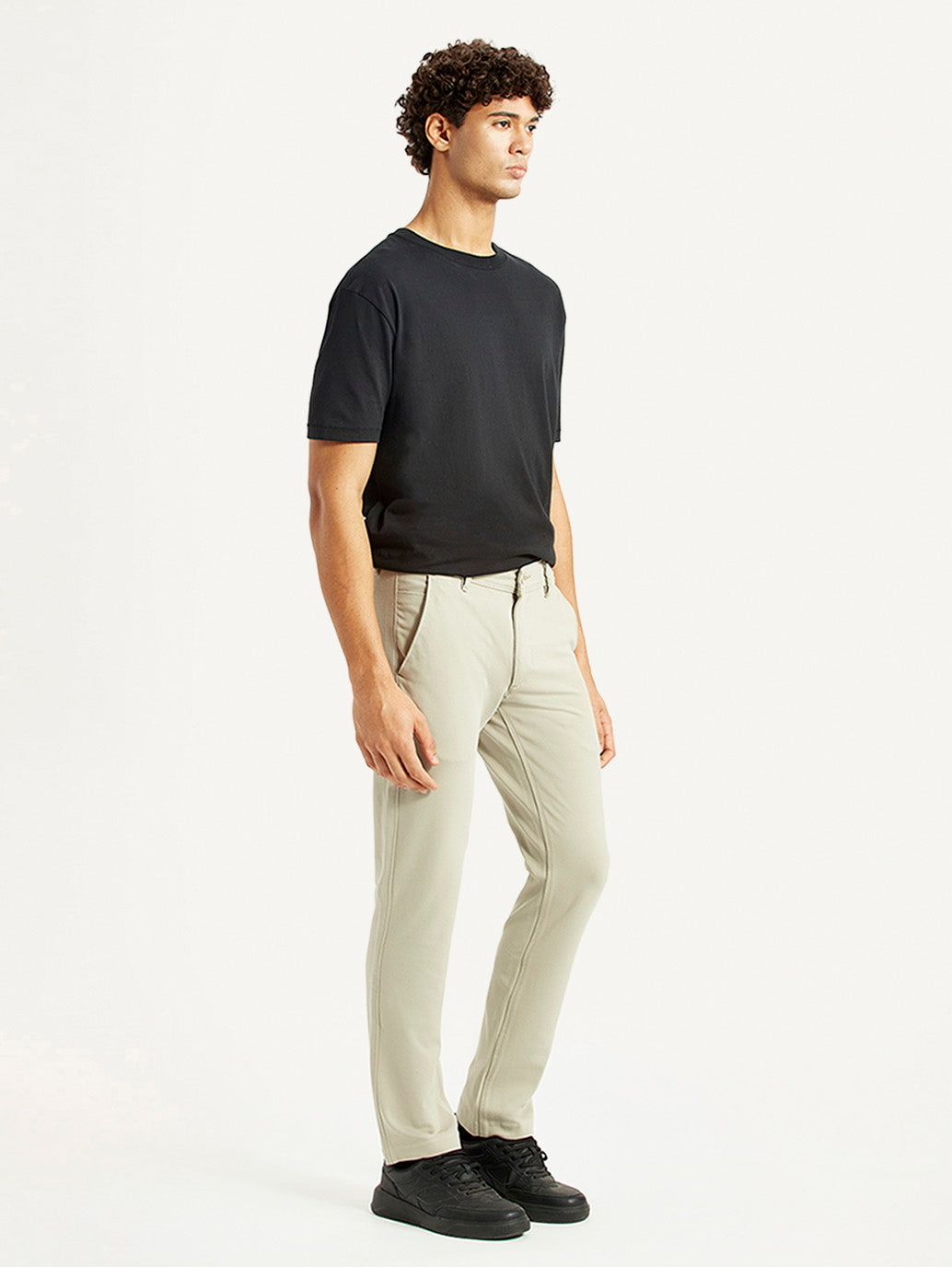 Men's Beige Slim Fit Chinos - Side View