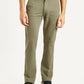 Men's Olive Slim Fit Mid Rise Chinos - Front View