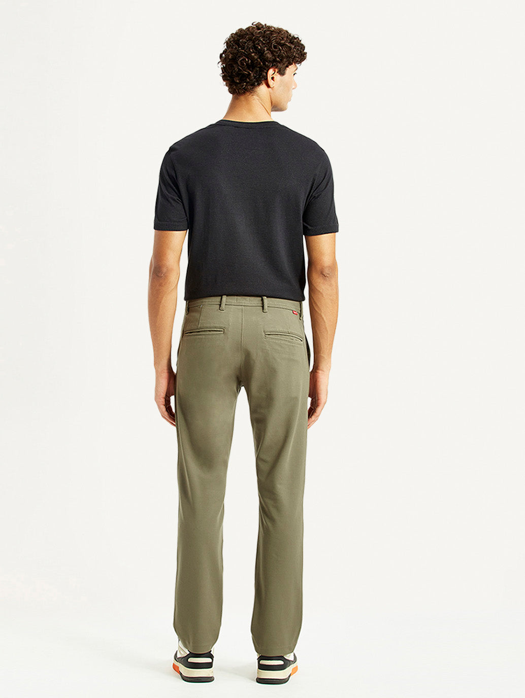 Men's Olive Slim Fit Mid Rise Chinos - Back View