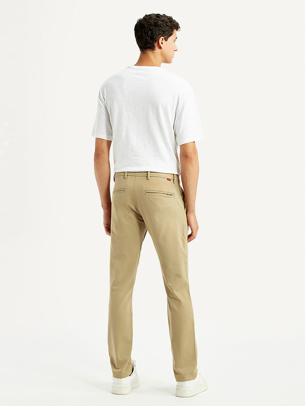 Men's Khaki Slim Fit Chino Trousers - Back View