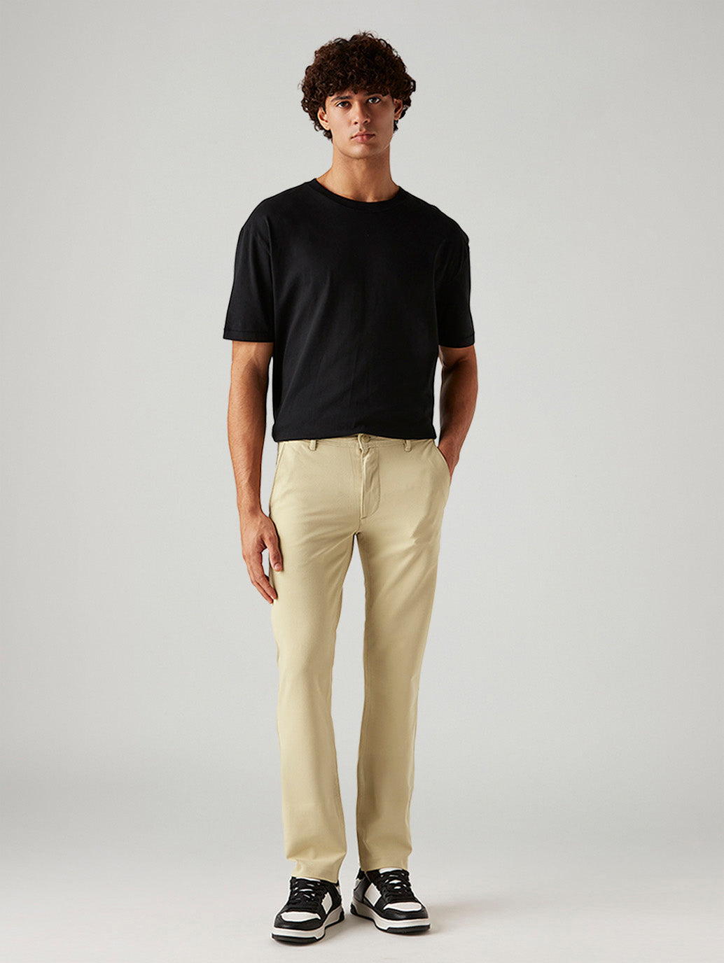 Men's 511 Beige Slim Fit Mid Rise Tech Pant - Front View