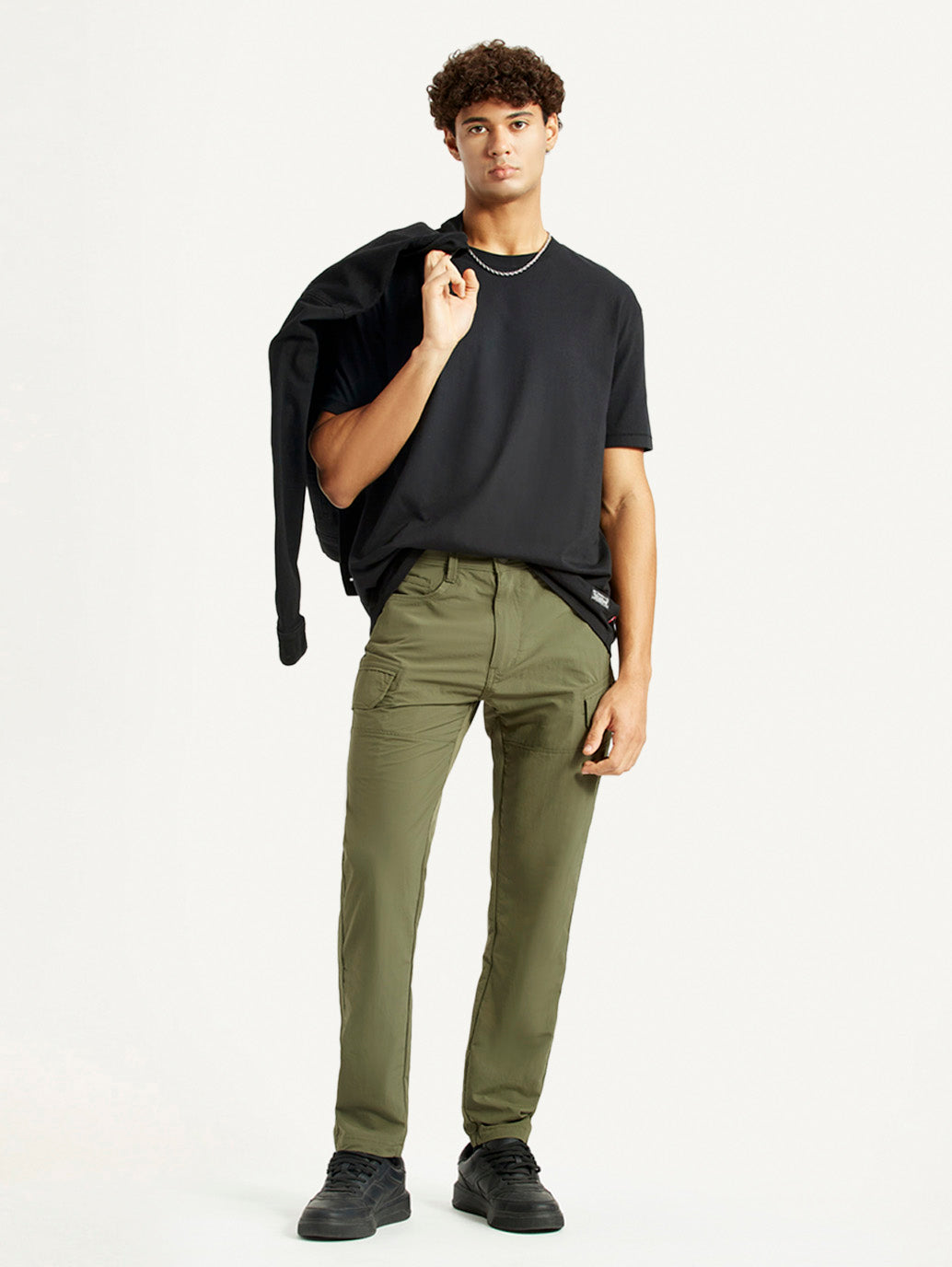 Men's Olive Slim Fit Cargo Trousers